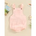 thumbnail image 2 of Suealasg Newborn Boy Girl Cotton Linen Romper Infant Baby Summer Cute Overalls Clothes 3M 6M 12M 18M 24M Sleeveless Square Neck Backless Jumpsuit, 2 of 9
