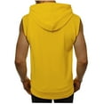 thumbnail image 3 of Wyobmus Mens Loose Fit Sleeveless Hooded Tops Lightweight Zip Up Hooded Tank Tops Bodybilding Gym Sweatshirt Vest Twill Hoodies With Pockets Yellow, 3 of 6