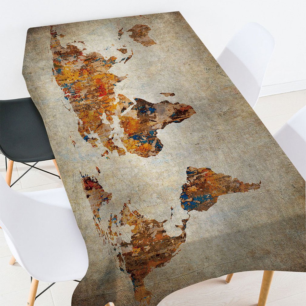 World Map Fashion Table Cloth Polyester Tablecloth Dining Table Cover