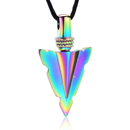 Urn Necklace for Men Arrowhead Cross Memorial Pendant Cremation Ash Jewelry Stainless Steel Bereavement Keepsakes Gift Cool Spearpoint Arrowhead Memorial Keepsake for Loss of a Loved One