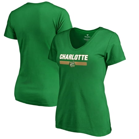 Unc Charlotte Football Team - Charlotte 49ers Fanatics Branded Women's Team Strong V-Neck T-Shirt - Green