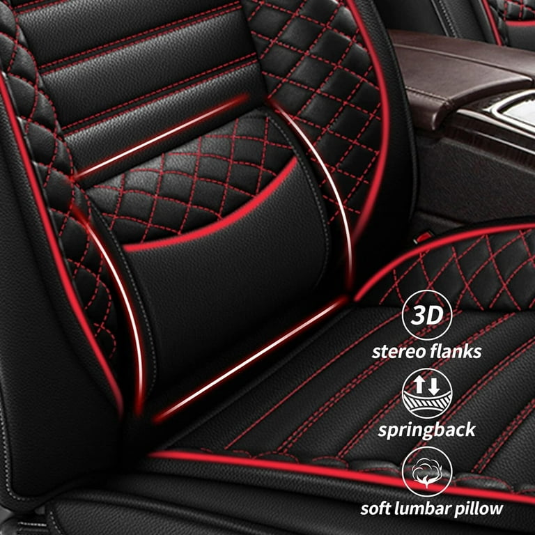 AOMSAZTO Fit JEEP Liberty 2002 2013 Black Red Car seat Cover 5 seat Faux Leather Full Set Compatible Airbag