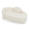 thumbnail image 6 of Modern Oval Single Lazy Sofa Chair with Integrated Backrest, Side Armrest & Pillow, Compact Space-Saving Lounge Chair for Living Room, Bedroom, Beige, 6 of 7