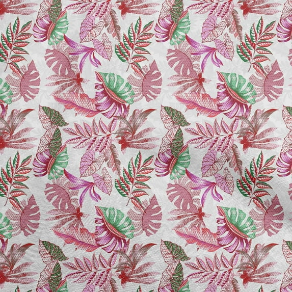 oneOone Viscose Jersey White Fabric Tropical Leaf Diy Clothing Quilting Fabric Print Fabric By Yard 60 Inch Wide