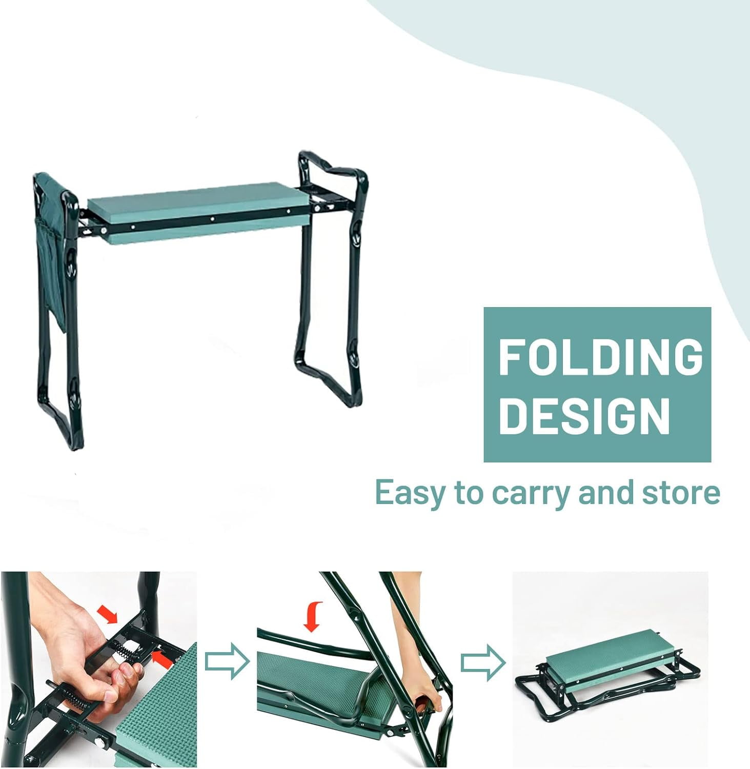 QCQHDU 10.63 inch Folding Gardening Kneeler Seat with Foldable