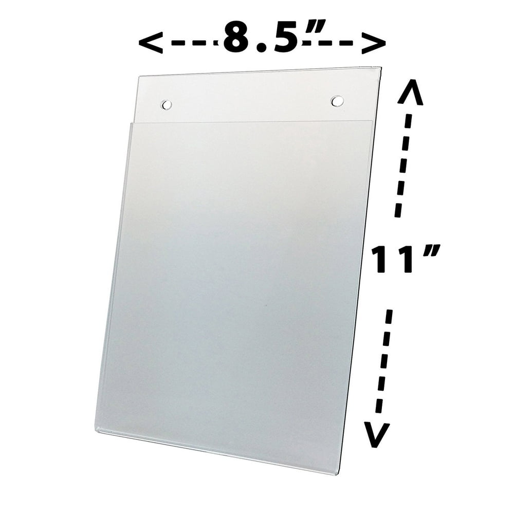 6 Pack Clear Plastic Sign Holder, Wall Mount, 8 1/2 x 11 (Catalog