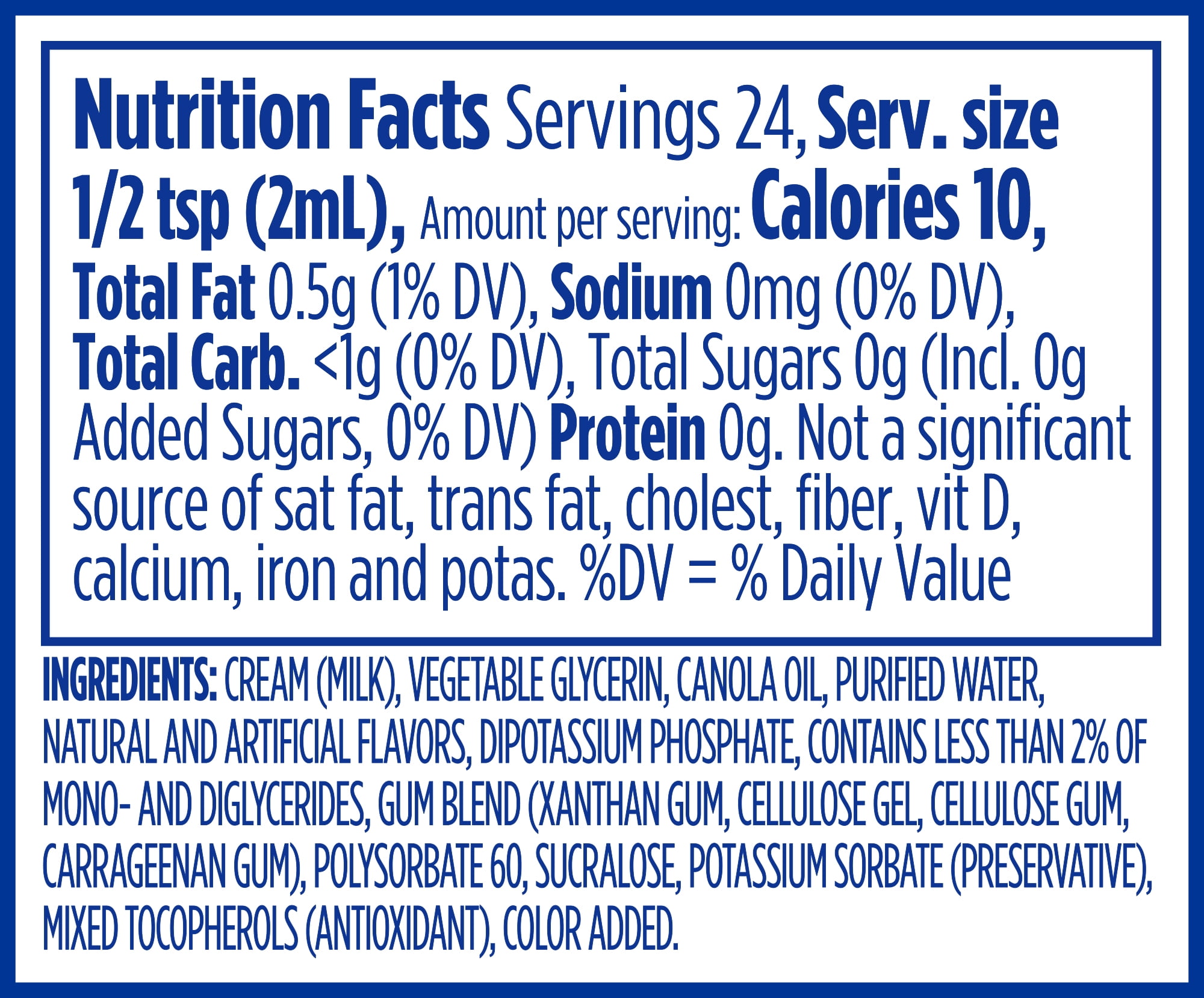 Equal Cafe Creamers French Vanilla LowCalorie Creamer, 1.62 Oz Bottle