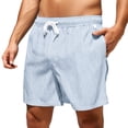 thumbnail image 4 of MDUKONU Mens Striped Casual 7" Shorts Summer Beach Elastic Waist Drawstring Shorts with Pockets Multicolor Sky Blue XXL, 4 of 4