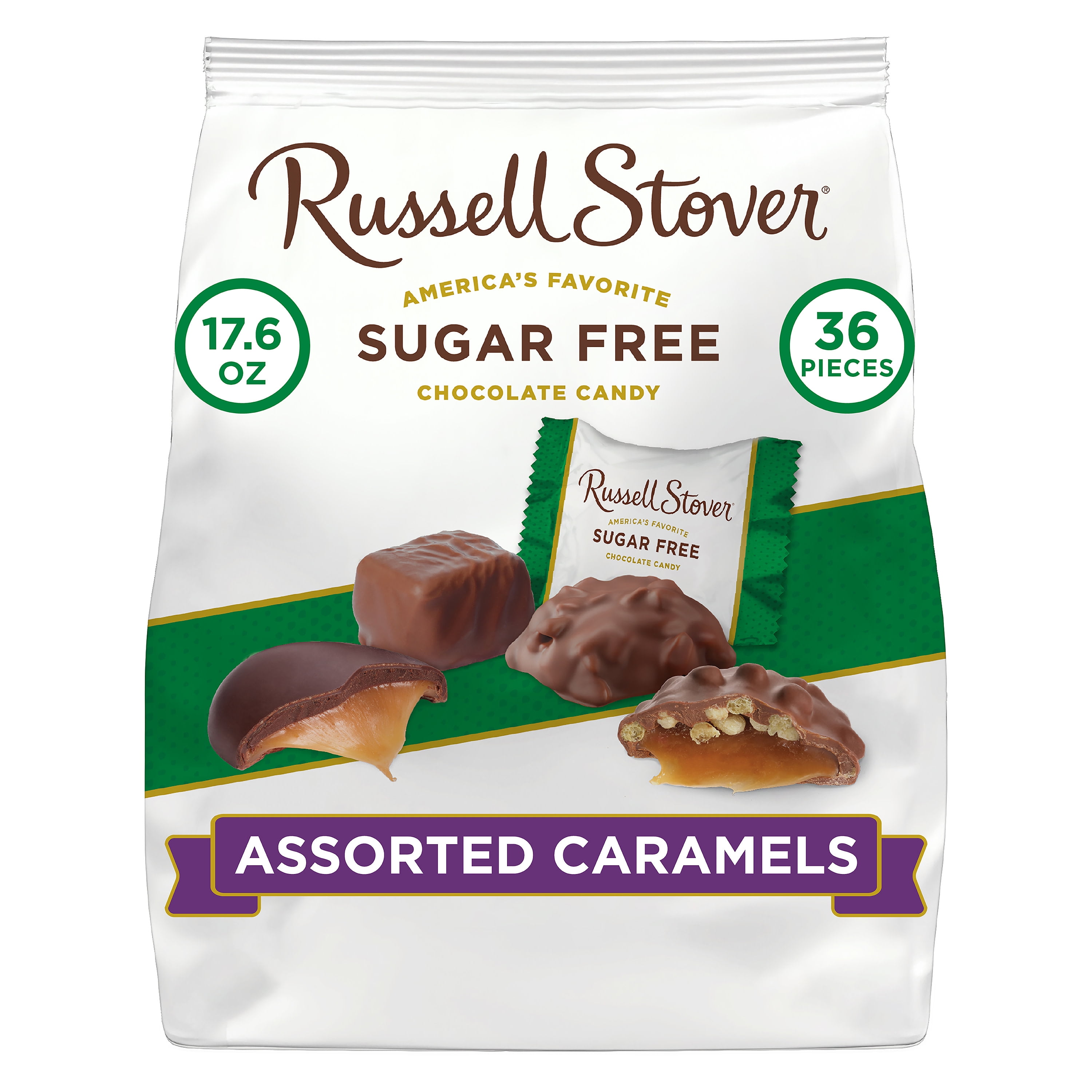 Russell Stover Sugar Free Assorted Caramels with Stevia, 17.85 oz. Bag