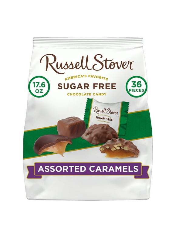 RUSSELL STOVER Sugar Free Assorted Chocolate Caramels, 17.6 oz. bag ( 36 pieces)