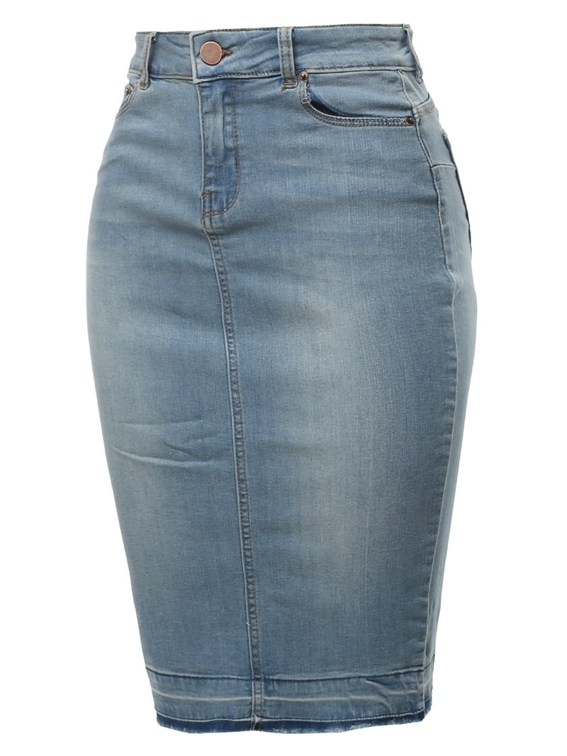A2Y Women's Slim Fit Rayon Knee Length Back Slit Denim Jean