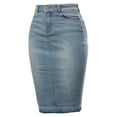 thumbnail image 2 of A2Y Women's Slim Fit Rayon Knee Length Back Slit Denim Jean Pencil Skirt Light Navy 4XL, 2 of 3