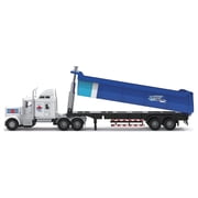 Big Daddy Big Rig 20" Heavy Duty Tractor Trailer Dump Truck Kids Toy with Friction Motor, Blue & White