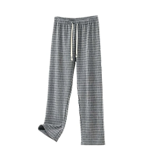 Women Plaid Pajama Pants Comfy Lounge Pants with Drawstring Wide-Leg Sleep Bottoms with Pocket Straight Trousers Soft Loungewear Casual Sleepwear