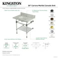 thumbnail image 4 of Kingston Brass KVPB3030MASQB1 Templeton 30" Carrara Marble Console Sink with Acrylic Legs and Shelf (8-Inch, 3-Hole), Carrara Marble White/Polished Chrome, 4 of 4