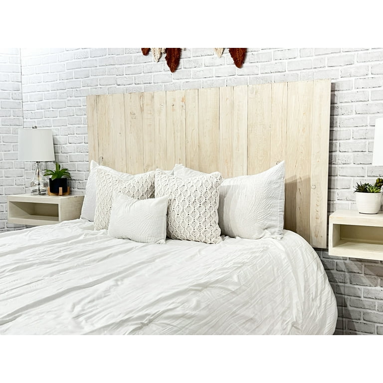 Distressed white wood headboard deals