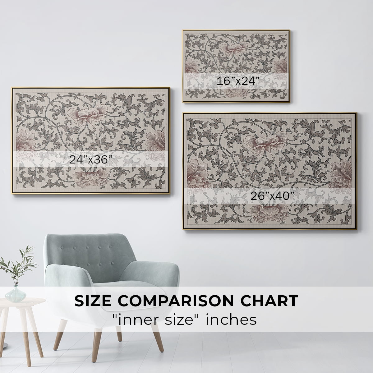 Vintage Abstract Print-XVII Framed in Gold Wood Gallery Wrapped Canvas 25 in. x 37 in.