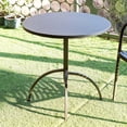 thumbnail image 3 of Patio Bistro Metal Dining Table, Outdoor Steel Slat Round Table for 2 Person,Diameter 23.6", Furniture Table for Backyard, Garden, Lawn and Porch - Brown …, 3 of 8