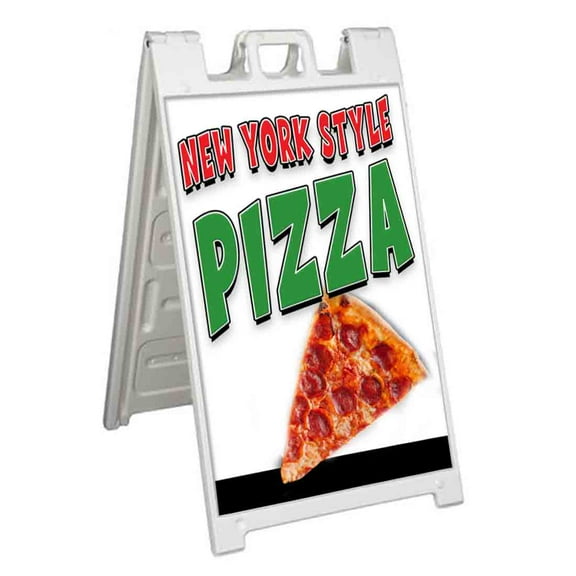 New York Style Pizza (24" X 36") Standard A-Frame Signicade, Includes Decal Applied To Stand