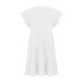 thumbnail image 4 of Women ‘s Summer Ruffle Sleeve  Neck Mini Dress Solid Color Casual Loose Flowy Swing A Line Pleated Beach Sundress, 4 of 7