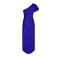 thumbnail image 5 of Wycnly Dresses for Women 2024 One Shoulder Ruffle Layer Irregular Wrap Hem Evening Party Formal Dresses Sleeveless Slash Neck Solid Summer Midi Sun Dress Blue S Clothes, 5 of 7