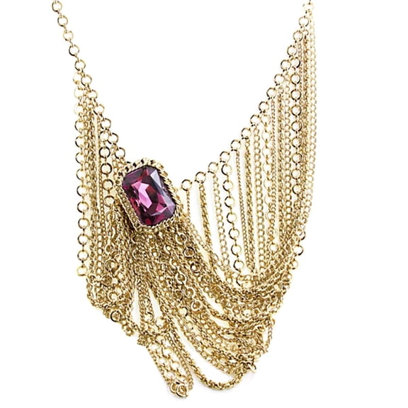 1928 Jewelry Swarovski Element Amethyst Chain Bib Necklace 16 3 Extender
