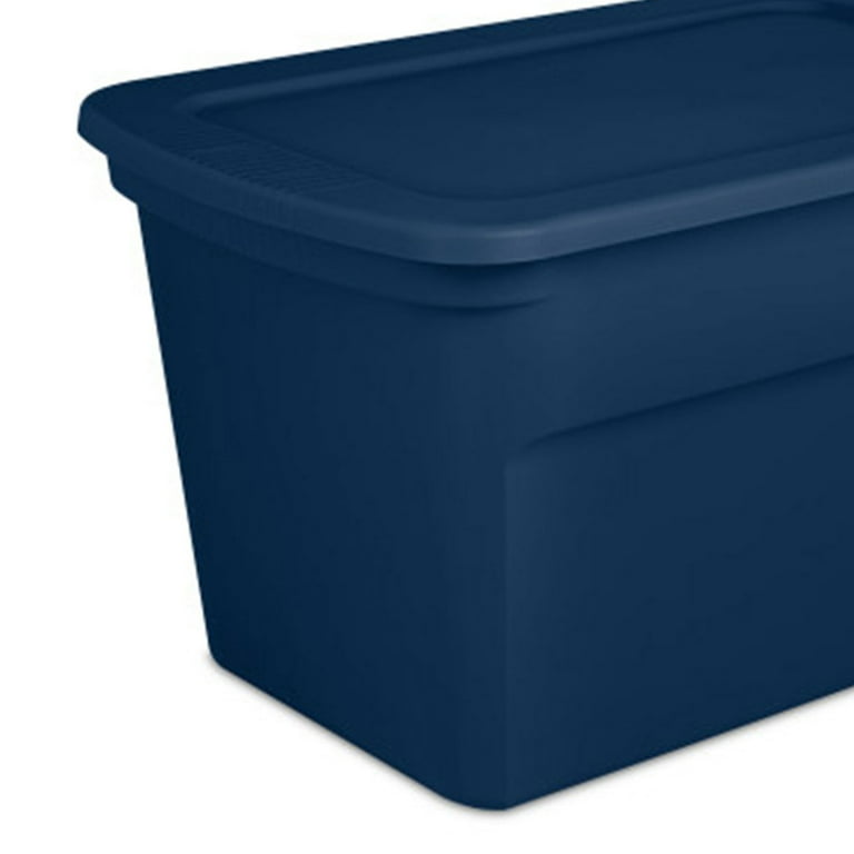 Sterilite Classic Lidded Stackable 30 Gal Storage Tote Container Blue 24 Pack Walmart