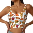 thumbnail image 2 of Haiem Hot Dog Burger Pattern Womens Sports Bra - U Neck Padded Low Impact Yoga Bra Workout Crop Top Gym Moisture-Wicking Workout Vest -Small, 2 of 9