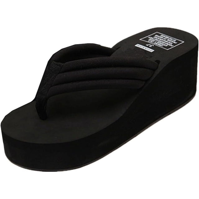 Womens High Wedge Beach Sandals Summer Thong Flip Flops Platform