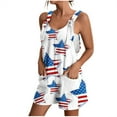 thumbnail image 2 of Honeeladyy American Flag T Shirt Women's Summer Comfortable Casual Suspender Printing Shorts Pocket Jumpsuit Shorts for Beach Hawaiian(Multicolor,2XL), 2 of 5
