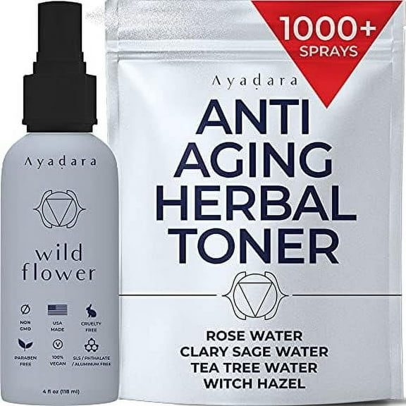 Ayadara Anti-Aging Herbal Facial Toner Mist for Acne-Prone Skin, 1000 Sprays
