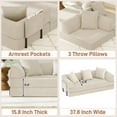 thumbnail image 6 of Blotout 5-in-1 Folding Convertible Sofa Bed with 3 Pillows, 79" Large Corduroy Boneless Couch with Armrest Pockets, Lounge Loveseat Sleeper with Pull Out Bed for Living Room Bedroom, Beige, 6 of 10