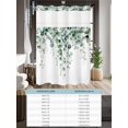 thumbnail image 6 of No Hook Cloth Fabric Shower Curtain with Snap in Liner, Green Eucalyptus Leaves Waterproof Shower Curtains Set with See Through Top Window, Pastoral Farmhouse Botanical Bath Curtains Shower 48"x72", 6 of 6