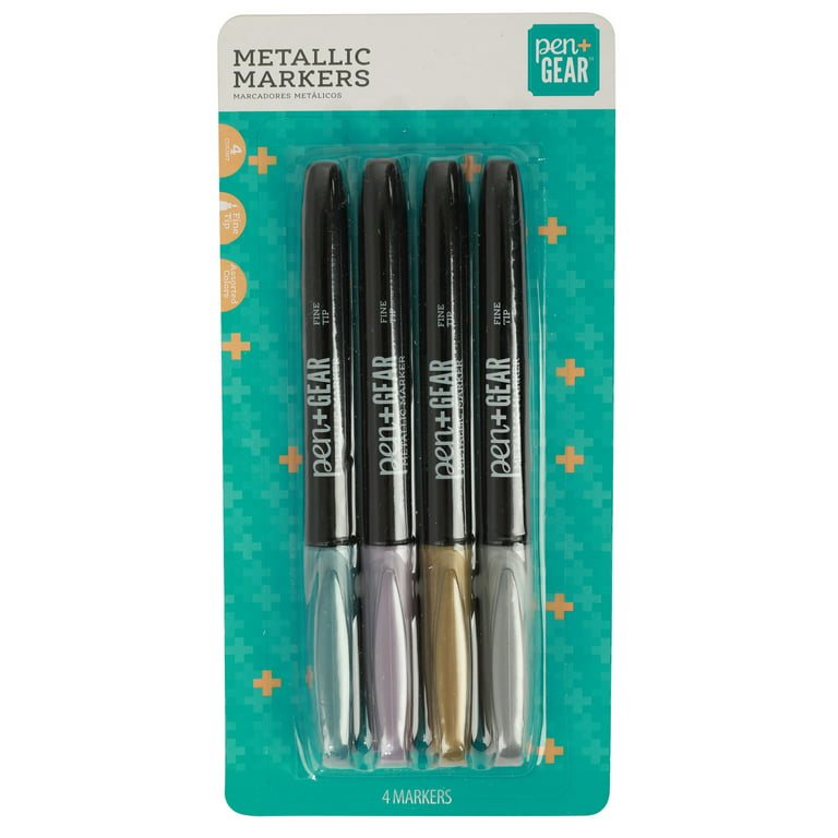 Pen + Gear Metallic Permanent Marker, Multicolor, Fine Tip, 4 Count 