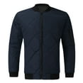 thumbnail image 2 of Azrian Men Solid Casual Stand-Up Collar Zipper Diamond Stitched Pocket Jacket Coats Navy 10(XL), 2 of 4