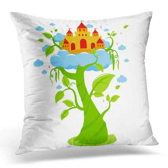 EREHome Green Jack Magic Beanstalk and Castle in The Clouds Bean Pillow Case Pillow Cover 20x20 inch