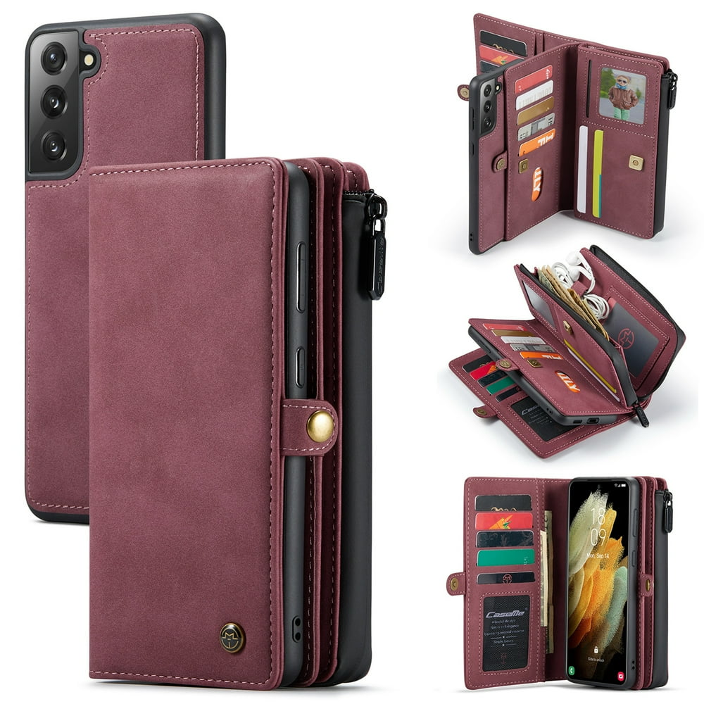 Dteck Wallet Case for Galaxy S21 Plus, MultiFunctional Frosted Leather