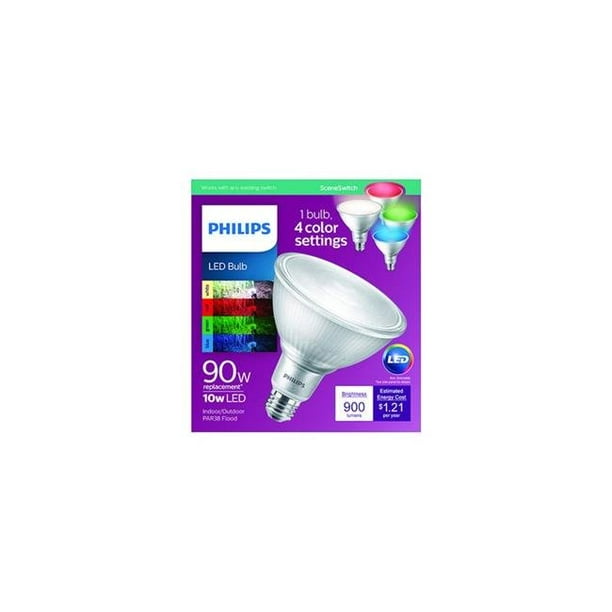 Philips 3001901 90 watt Equivalence Sceneswitch PAR38 Medium LED Floodlight Bulb&#44; Bright White - Walmart.com