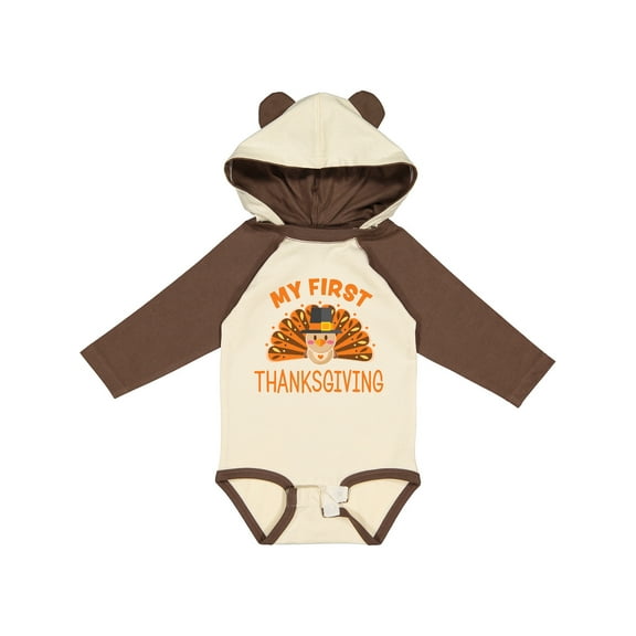 Inktastic Cute Turkey My 1st Thanksgiving Boys or Girls Long Sleeve Baby Bodysuit