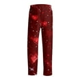 thumbnail image 5 of Fgvctg Mens Valentine's Day Pajamas Comfy Sleepwear Wide Leg Pajama Heart Print High Waisted Pj Pants Oversized Spring Drawstring Lounge Pants with Pockets Purple Pink XL, 5 of 6