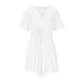 thumbnail image 4 of WRKEKC Liquidation d'Été! Robes d'Été pour Femmes 2025, Robes Décontractées pour Femmes, Robe d'Été Décontractée Col en V Manches Courtes Robes à Cordon avec Poches, 4 of 8