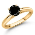 thumbnail image 2 of Gem Stone King 1.05 Ct Round Black Diamond 10K Yellow Gold Solitaire Engagement Ring, 2 of 4