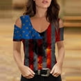 thumbnail image 2 of IROINNID 4th of July T-Shirt For Women Fashion Summer Casual Strapless Blouse Top V-Neck Women Tops Independence Day, 2 of 5