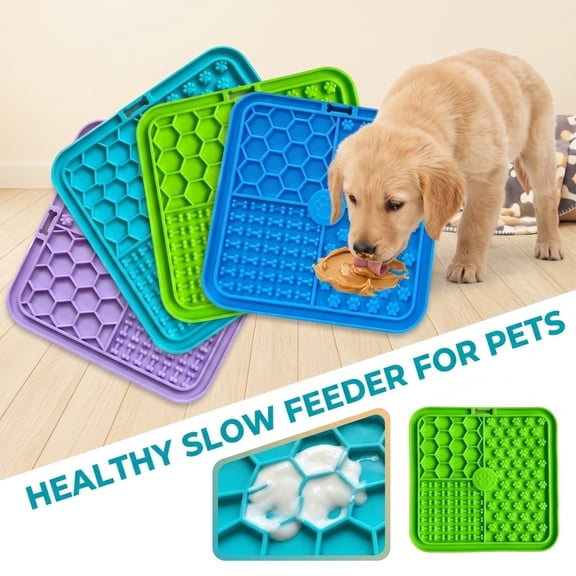 Lick Mat for Dogs Silicone Dog Mat 6 Inch Dog Slow Feeder Dog Puzzle Feeder Calming for Dogs Relaxation Relief for Dogs Purple, 1 Pack