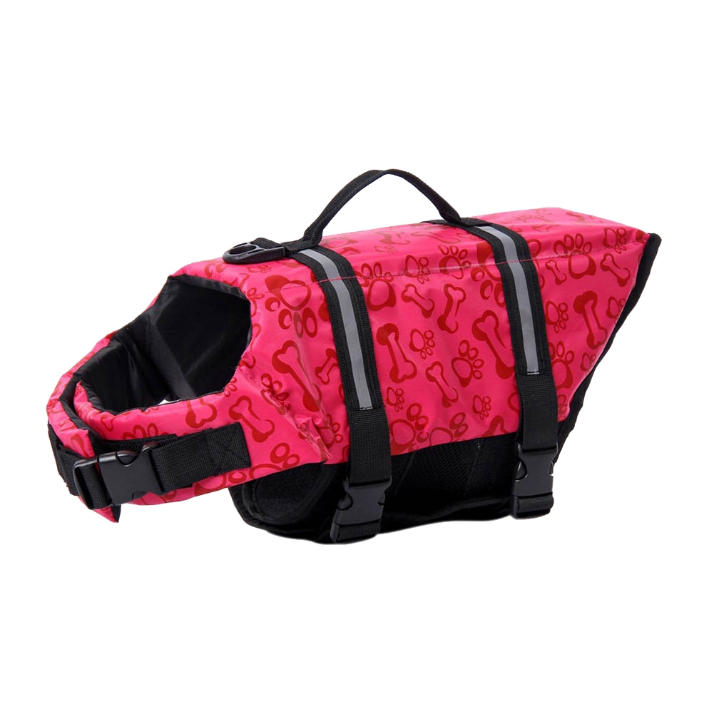 Pet Dog Cat Life Jacket Safety Clothing Pet Summer Reflective Swimsuit with D Ring for Leash, Dogs Bones Patterns Life Jacket, Pink XXL - image 2 of 7