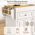 thumbnail image 3 of ANPOO Large Kitchen Island with Extendable Dining Table and Power Outlet, Rolling Kitchen Island Cart on Wheels with 2 Storage Cabinets & 2 Drawers & 3 Spice Racks, Island Table for Kitchen, 3 of 7