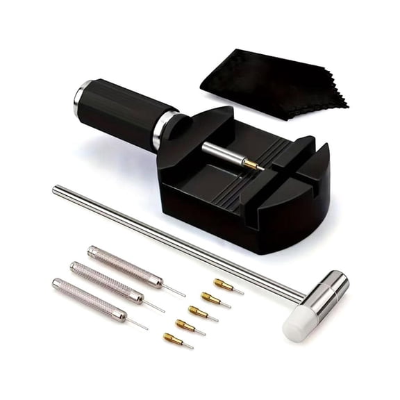OADUKQ Watch Band Link Remover Tool Kit, 11 Piece Watch Repair Tool Set with Metal, Resizing Watch Straps at Home (Black, Nan)