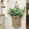 thumbnail image 2 of Hanging Basket for Front Door,Spring And Summer Flower Basket And Flower Wreath Simulation Flower Vines Basket Door Basket Door Hanging in Front of Home Decorative(A 14in), 2 of 9