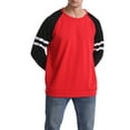 thumbnail image 3 of Biekopu Men Raglan Long Sleeve T-shirt, Patchwork Round Collar Loose Style Pullover, S/ M/ L/ XL/ XXL, 3 of 6