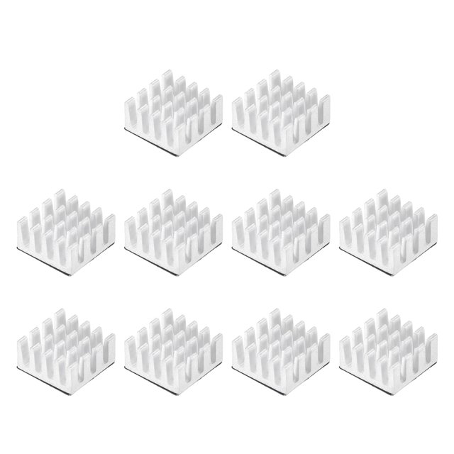 Unique Bargains 14x14x7mm Silver Tone Sticky Aluminum Heatsink Electronic Radiators 10 Pack